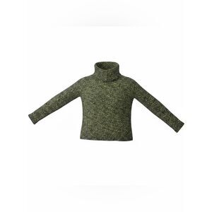 Eileen Fisher Turtleneck Sweater Speckled Green Merino Wool Italian Yarn Small